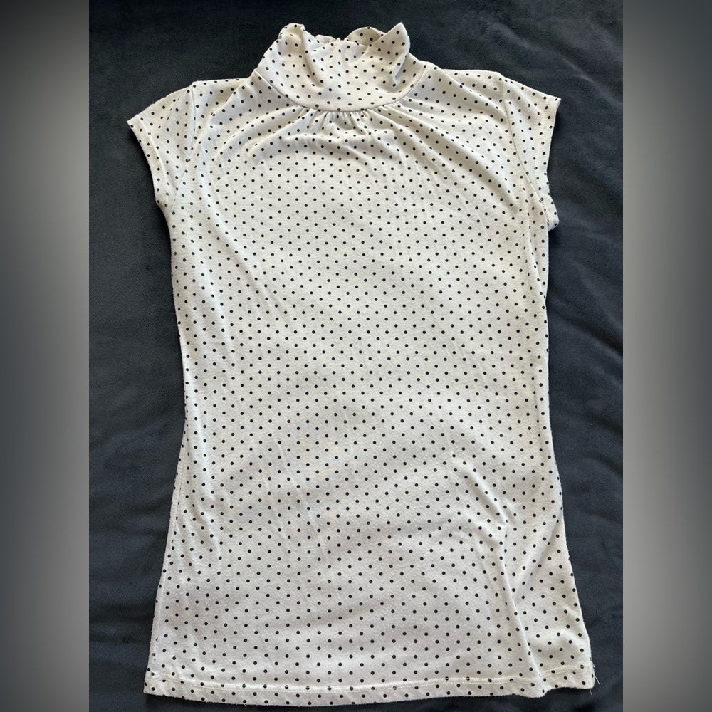 Forever 21 Cream Sleeveless Vintage Top with Black Polka Dots